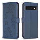 For Google Pixel 7 Pro Four-leaf Embossed Leather Phone Case(Blue) - 1