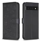 For Google Pixel 7 Pro Four-leaf Embossed Leather Phone Case(Black) - 1