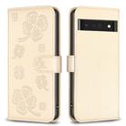 For Google Pixel 7 Pro Four-leaf Embossed Leather Phone Case(Gold) - 1