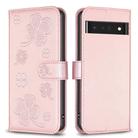 For Google Pixel 7 Pro Four-leaf Embossed Leather Phone Case(Pink) - 1