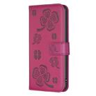 For Google Pixel 7 Four-leaf Embossed Leather Phone Case(Rose Red) - 2
