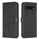 For Google Pixel 7 Four-leaf Embossed Leather Phone Case(Black) - 1