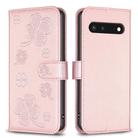 For Google Pixel 7 Four-leaf Embossed Leather Phone Case(Pink) - 1