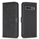 For Google Pixel 7a Four-leaf Embossed Leather Phone Case(Black) - 1