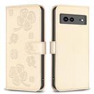 For Google Pixel 7a Four-leaf Embossed Leather Phone Case(Gold) - 1