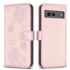 For Google Pixel 7a Four-leaf Embossed Leather Phone Case(Pink) - 1