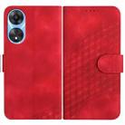 For OPPO A58 4G YX0060 Elephant Head Embossed Phone Leather Case with Lanyard(Red) - 1