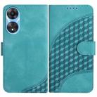 For OPPO A58 4G YX0060 Elephant Head Embossed Phone Leather Case with Lanyard(Light Blue) - 1