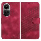 For OPPO Reno10 Pro 5G/Reno10 5G Global YX0060 Elephant Head Embossed Phone Leather Case with Lanyard(Rose Red) - 1