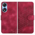 For OPPO A78 4G YX0060 Elephant Head Embossed Phone Leather Case with Lanyard(Rose Red) - 1