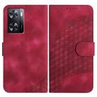 For OPPO A57 4G YX0060 Elephant Head Embossed Phone Leather Case with Lanyard(Rose Red) - 1