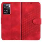 For OPPO A57 4G YX0060 Elephant Head Embossed Phone Leather Case with Lanyard(Red) - 1