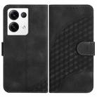 For OPPO Reno8 Pro 5G Global YX0060 Elephant Head Embossed Phone Leather Case with Lanyard(Black) - 1