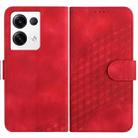 For OPPO Reno8 Pro 5G Global YX0060 Elephant Head Embossed Phone Leather Case with Lanyard(Red) - 1