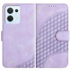 For OPPO Reno8 5G Global YX0060 Elephant Head Embossed Phone Leather Case with Lanyard(Light Purple) - 1