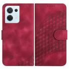 For OPPO Reno8 5G Global YX0060 Elephant Head Embossed Phone Leather Case with Lanyard(Rose Red) - 1