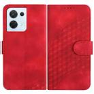 For OPPO Reno8 5G Global YX0060 Elephant Head Embossed Phone Leather Case with Lanyard(Red) - 1