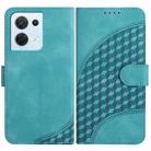 For OPPO Reno8 5G Global YX0060 Elephant Head Embossed Phone Leather Case with Lanyard(Light Blue) - 1