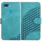 For OPPO A12/A7/A5s YX0060 Elephant Head Embossed Phone Leather Case with Lanyard(Light Blue) - 1