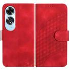 For OPPO A60 YX0060 Elephant Head Embossed Phone Leather Case with Lanyard(Red) - 1