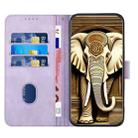 For OPPO Reno12 Global YX0060 Elephant Head Embossed Phone Leather Case with Lanyard(Light Purple) - 3