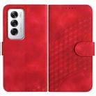 For OPPO Reno12 Global Elephant Head Embossed Phone Leather Case with Lanyard(Red) - 1