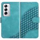 For OPPO Reno12 Global YX0060 Elephant Head Embossed Phone Leather Case with Lanyard(Light Blue) - 1