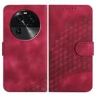 For OPPO Find X6 Elephant Head Embossed Phone Leather Case with Lanyard(Rose Red) - 1
