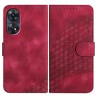 For OPPO Reno8 T 4G Elephant Head Embossed Phone Leather Case with Lanyard(Rose Red) - 1