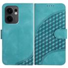 For OPPO Reno13 F 4G / 5G Elephant Head Embossed Phone Leather Case with Lanyard(Light Blue) - 1