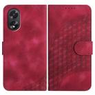 For OPPO A38 /  A18 Elephant Head Embossed Phone Leather Case with Lanyard(Rose Red) - 1