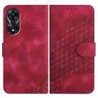 For OPPO A78 5G / A1x Elephant Head Embossed Phone Leather Case with Lanyard(Rose Red) - 1