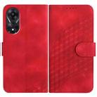 For OPPO A78 5G / A1x Elephant Head Embossed Phone Leather Case with Lanyard(Red) - 1