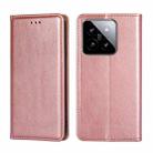 For Xiaomi 14 Gloss Oil Solid Color Magnetic Leather Phone Case(Rose Gold) - 1