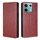 For Xiaomi Redmi Note 13 4G Gloss Oil Solid Color Magnetic Leather Phone Case(Brown) - 1