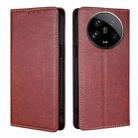 For Xiaomi 14 Ultra 5G Gloss Oil Solid Color Magnetic Leather Phone Case(Brown) - 1