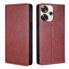 For Xiaomi Redmi Turbo 3 5G Gloss Oil Solid Color Magnetic Leather Phone Case(Brown) - 1