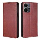 For Itel P55+ 4G Gloss Oil Solid Color Magnetic Leather Phone Case(Brown) - 1