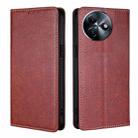 For Itel S24 4G Gloss Oil Solid Color Magnetic Leather Phone Case(Brown) - 1