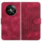 For Realme 12 5G Global YX0060 Elephant Head Embossed Phone Leather Case with Lanyard(Rose Red) - 1