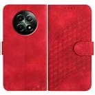 For Realme 12 5G Global YX0060 Elephant Head Embossed Phone Leather Case with Lanyard(Red) - 1