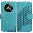 For Realme 12 5G Global YX0060 Elephant Head Embossed Phone Leather Case with Lanyard(Light Blue) - 1