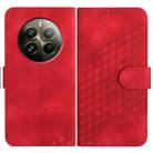 For Realme 12+ 5G Global YX0060 Elephant Head Embossed Phone Leather Case with Lanyard(Red) - 1