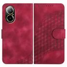 For Realme C67 4G Global YX0060 Elephant Head Embossed Phone Leather Case with Lanyard(Rose Red) - 1