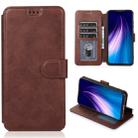 For Xiaomi Redmi Note 8 Calf Texture Magnetic Buckle Horizontal Flip Leather Case with Holder & Card Slots & Wallet & Photo Frame(Coffee) - 1