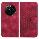 For Realme GT5 Pro Elephant Head Embossed Phone Leather Case with Lanyard(Rose Red) - 1