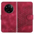 For Realme 14 Pro+ Elephant Head Embossed Phone Leather Case with Lanyard(Rose Red) - 1