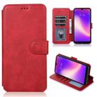 For Xiaomi Redmi 8 Calf Texture Magnetic Buckle Horizontal Flip Leather Case with Holder & Card Slots & Wallet & Photo Frame(Red) - 1