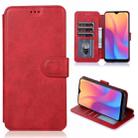 For Xiaomi Redmi 8A Calf Texture Magnetic Buckle Horizontal Flip Leather Case with Holder & Card Slots & Wallet & Photo Frame(Red) - 1