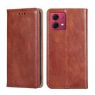 For Motorola Moto G84 5G Gloss Oil Solid Color Magnetic Leather Phone Case(Brown) - 1